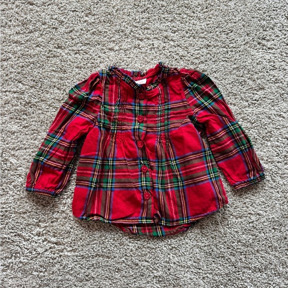 Baby Girl Outfit Holiday Plaid Top & Faux Leather pants leggings Size 12 months - Picture 10 of 10